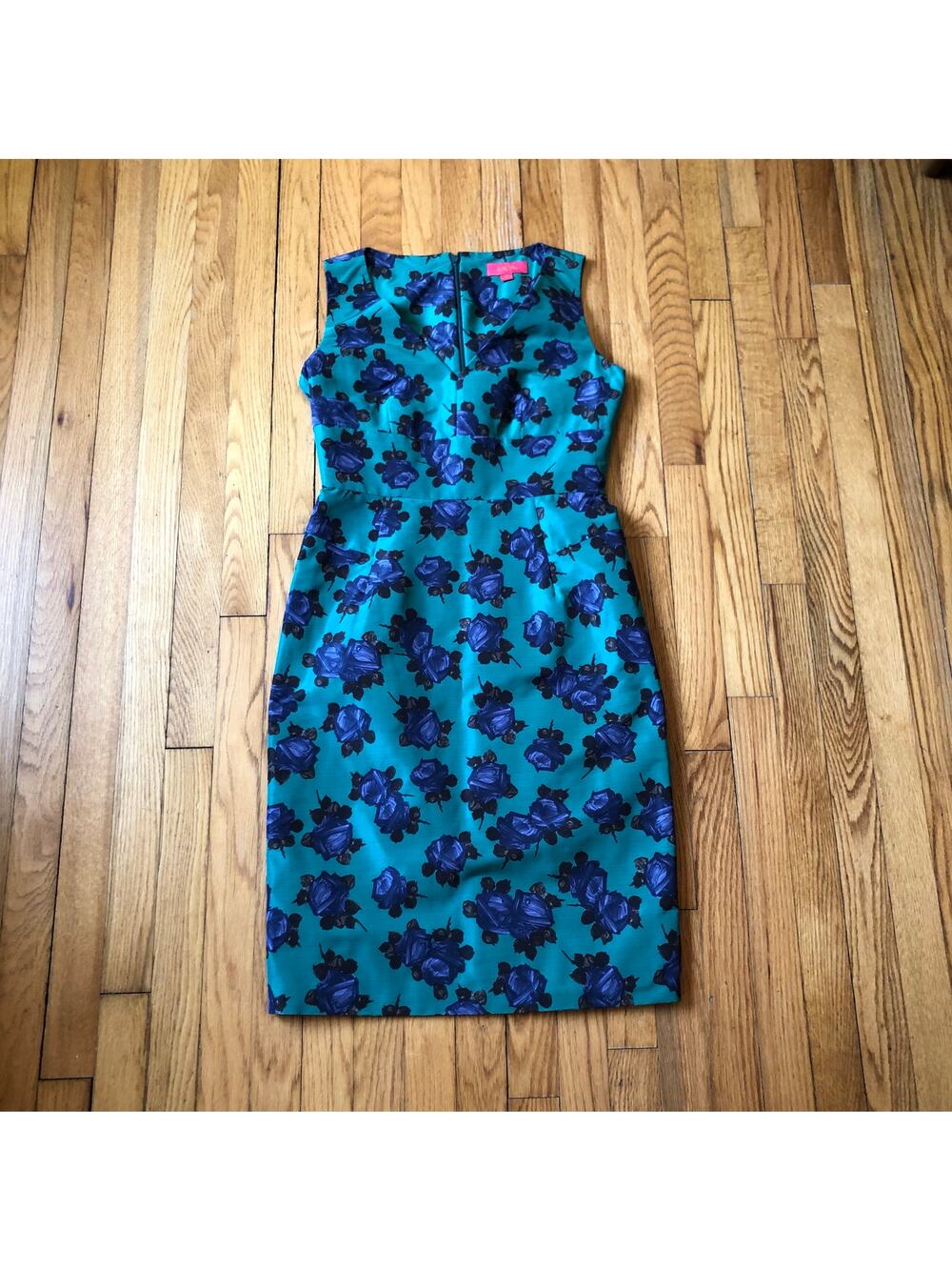 Anthropologie Lavia 18 EUC Women's Green Floral Sleeveless Dress Size 42/US M/6